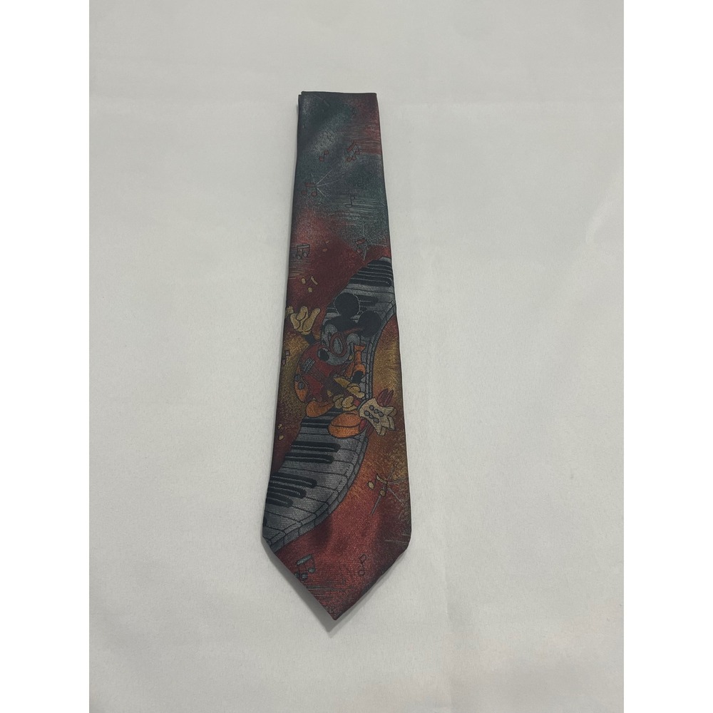 Disney Mickey Mouse Piano Musical Necktie Balancine The Tie Works Red Grey USA